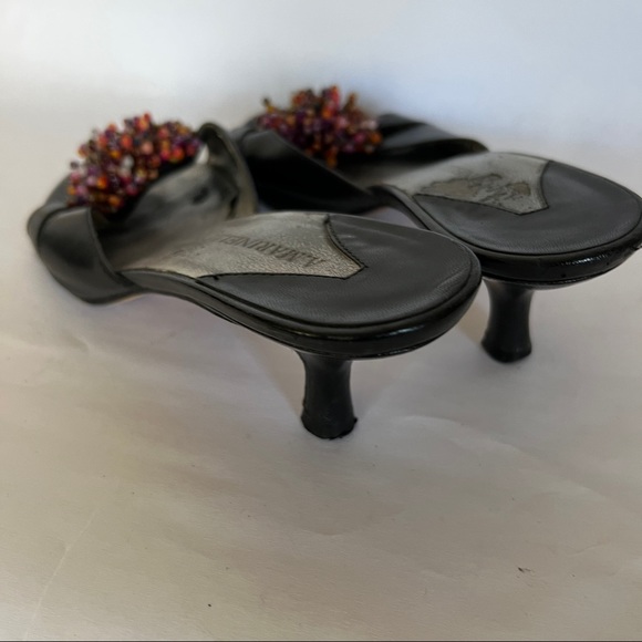 A MARINELLI - GRAY w/BEADS BLING - LOW KITTEN HEEL SANDAL Shoes - size 8 - Picture 4 of 7